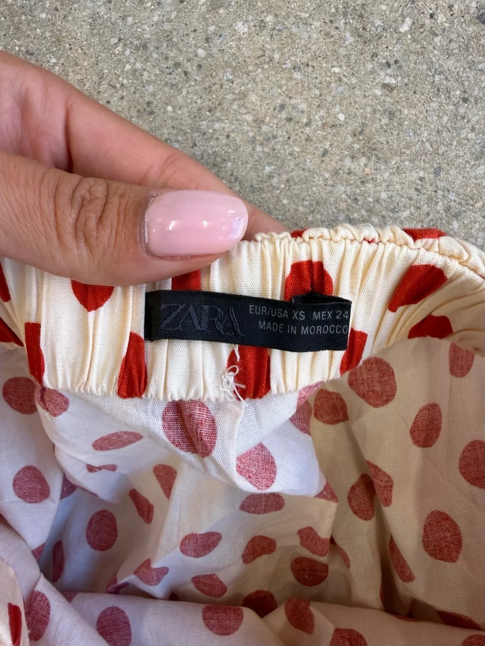 Zara Cream Mini Skirt with Red Polka Dots